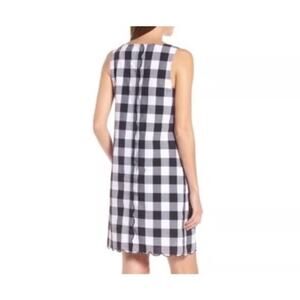 Adrianna Papell Black and White Gingham Scallop Trim Shift Cotton Lined Dress 8